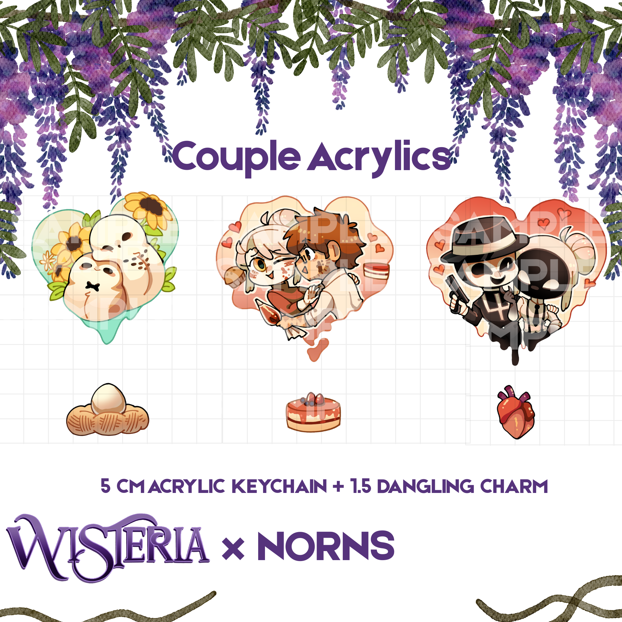 SaltyPokerFace Wisteria Couple Acrylic Keychains