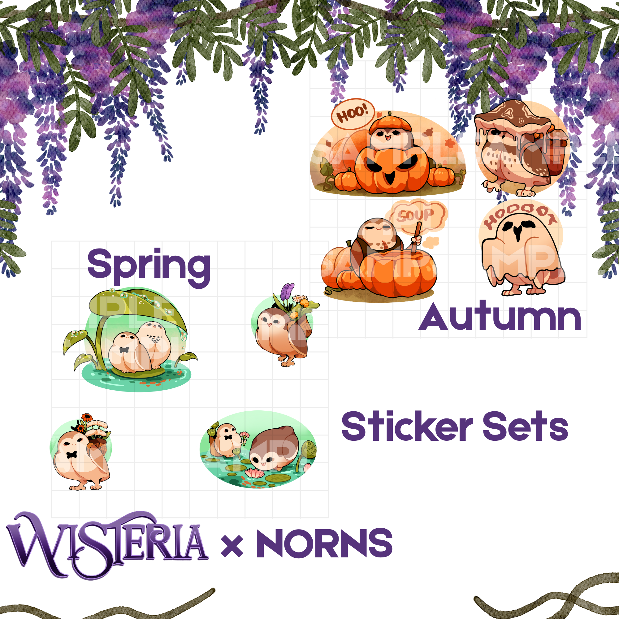 SaltyPokerFace Owl Sticker Sets